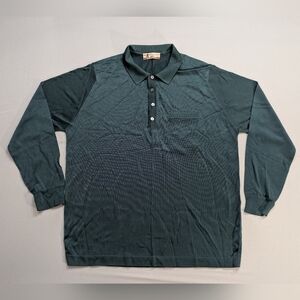 Vintage Montagut Paris Green Long Slevee Polo Shirt Made In France Size 6 Men